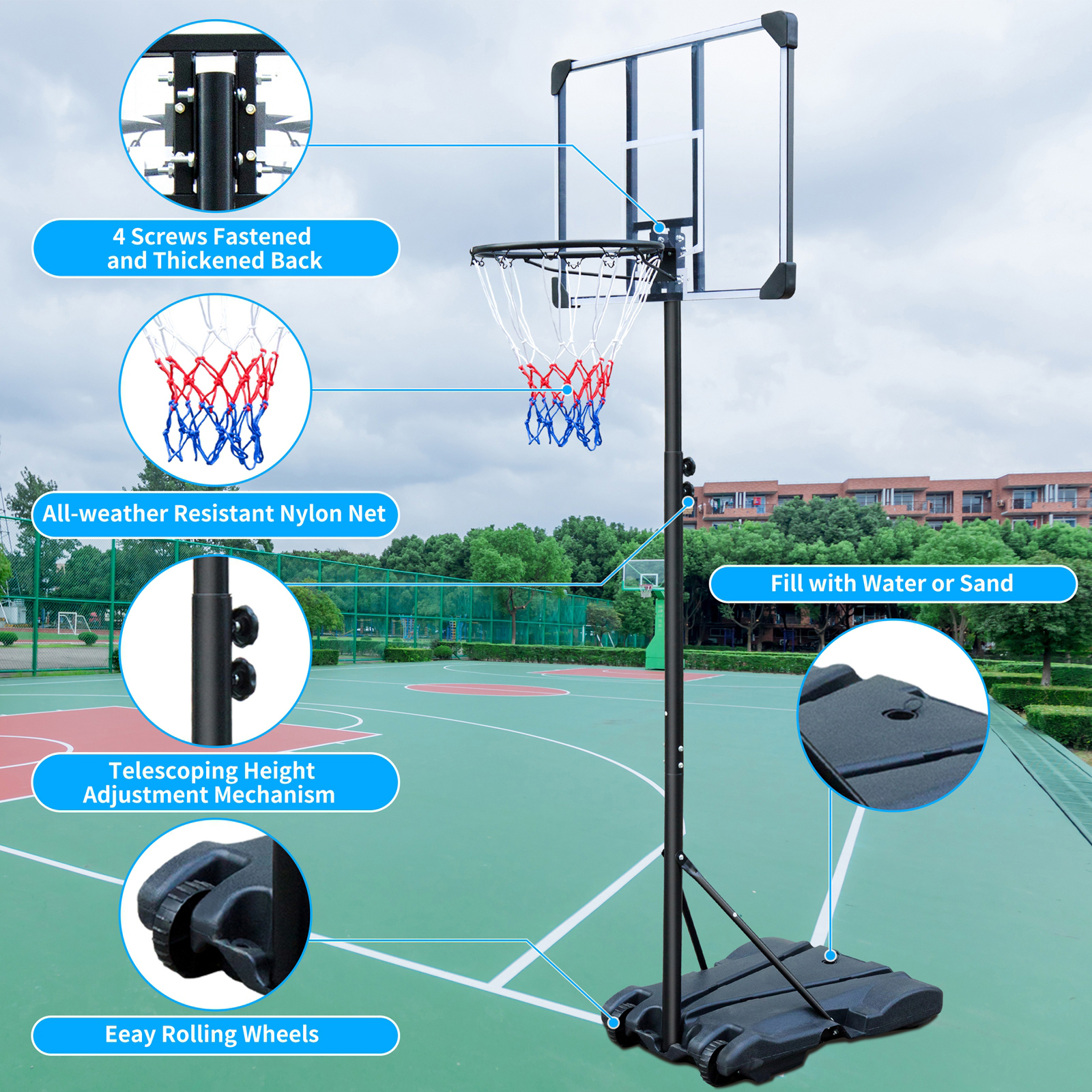 SPORTNOW Height Adjustable Basketball Hoop and Stand with Sturdy Backb –  Infyniti Home